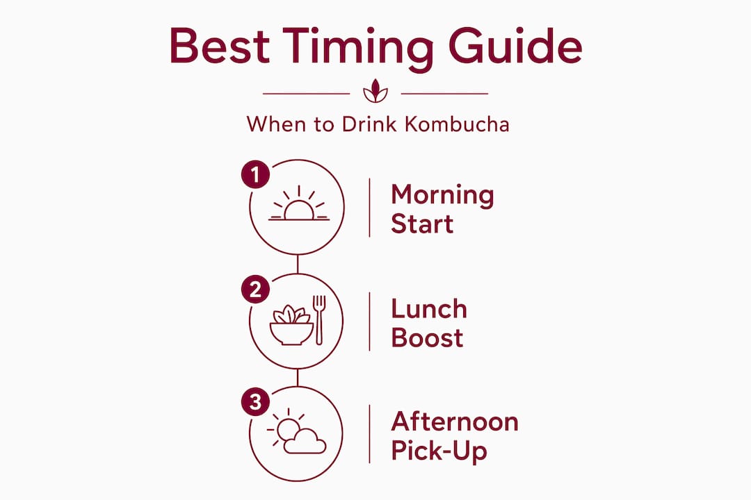 Infographic with best kombucha drinking times