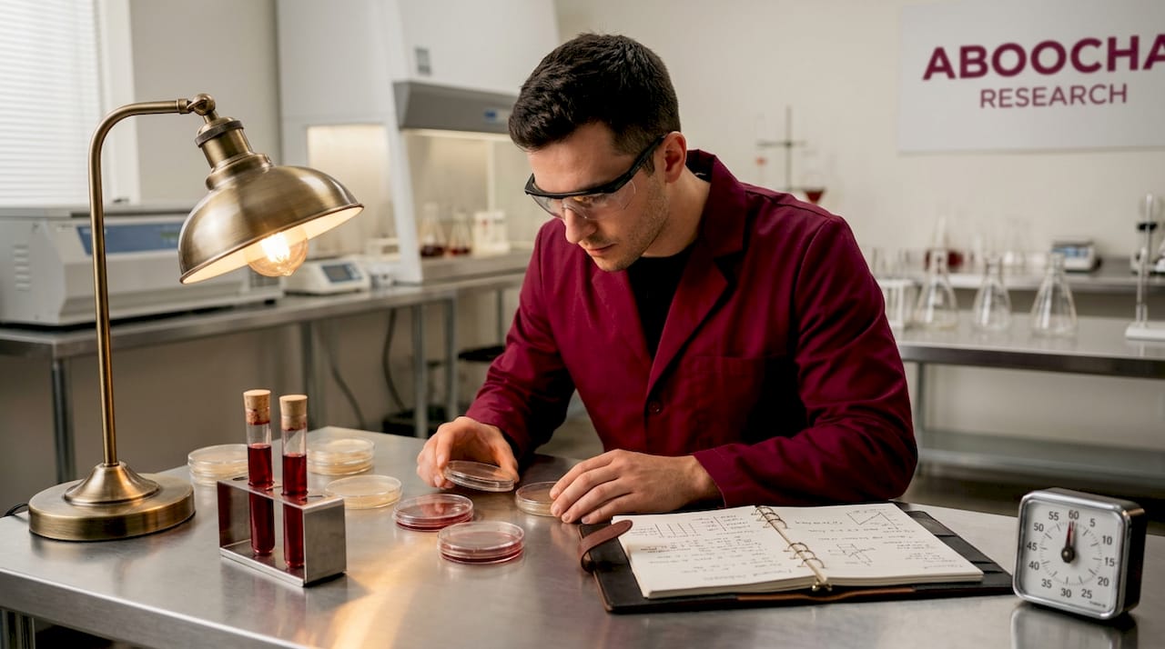 Lab technician analyzing gut microbe samples
