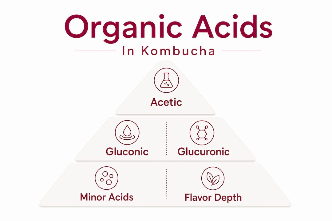 Hierarchy pyramid of kombucha organic acids