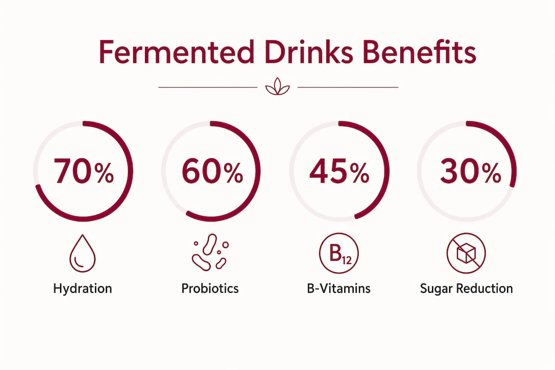 Infographic highlighting key benefits of fermented drinks