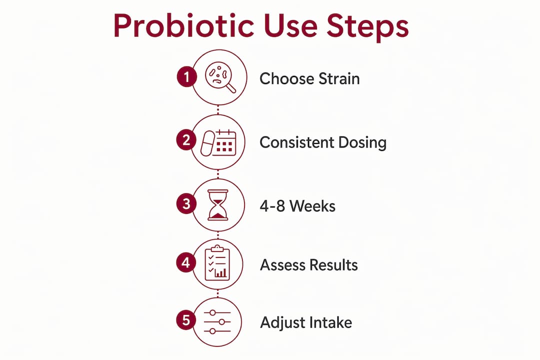 Infographic illustrating probiotic dosing steps