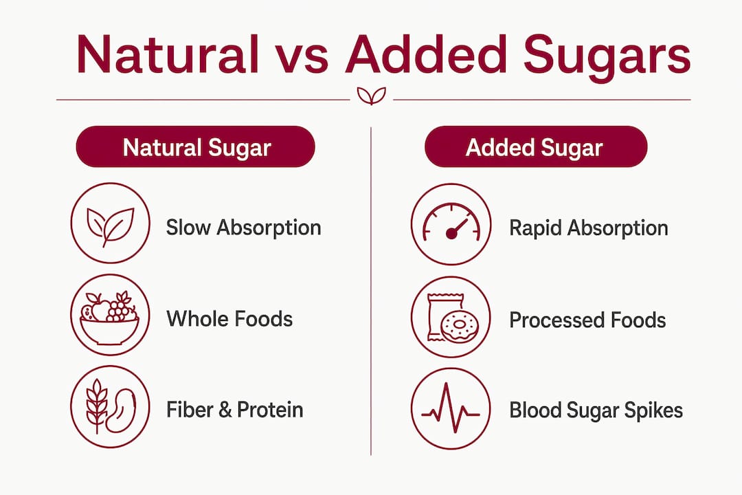 Infographic comparing natural and added sugars