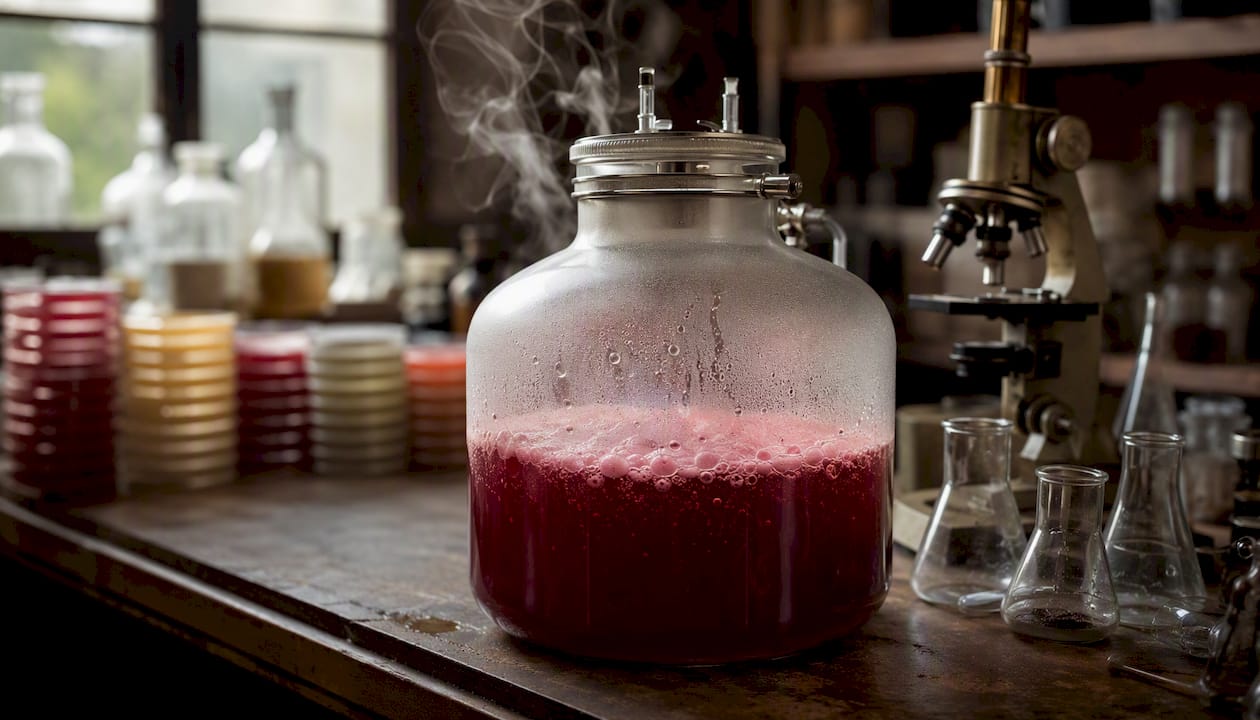 Fermentation liquid showing microbial stress signs