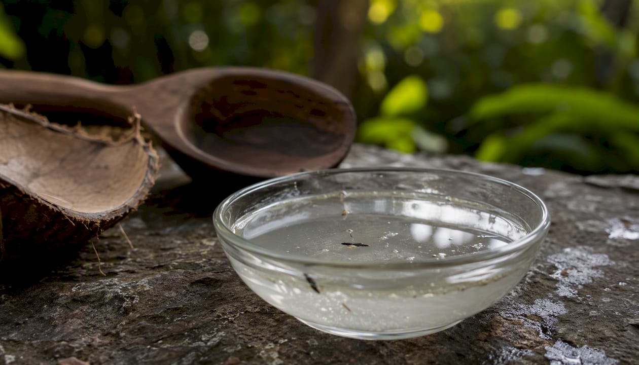 Coconut sap showing natural tropical degradation