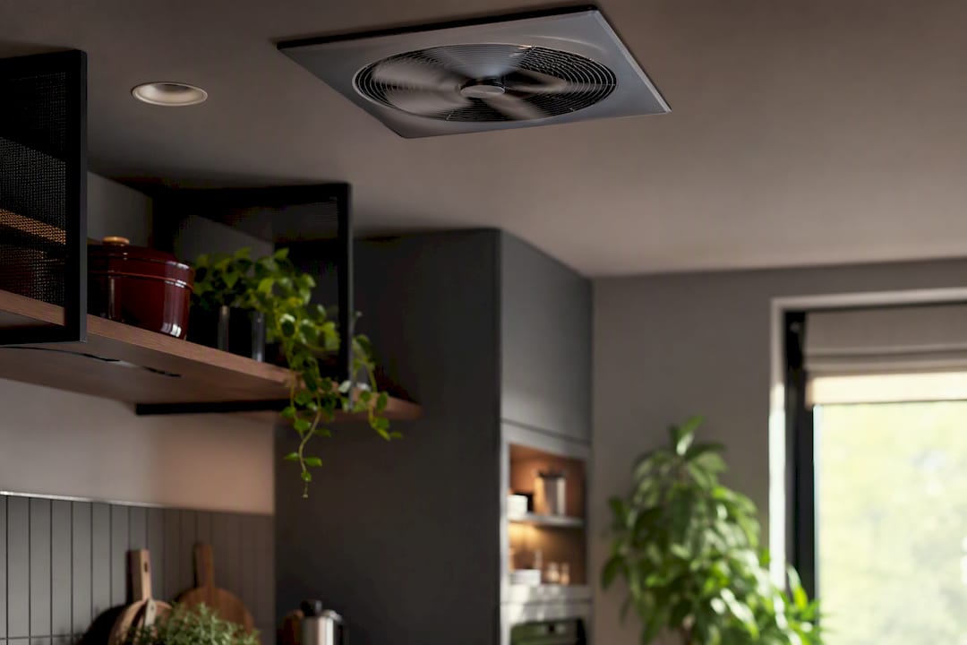 Running ventilation fan in home bathroom