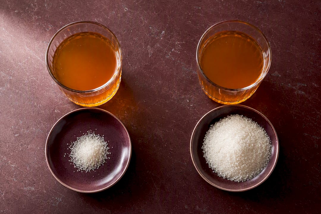 Kombucha glasses with differing sugar amounts