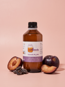 Aboocha Sour Plum kombucha bottle, a flavoured kombucha for readers asking about the liver