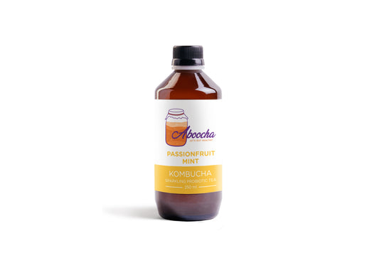 Aboocha Passionfruit Mint kombucha bottle
