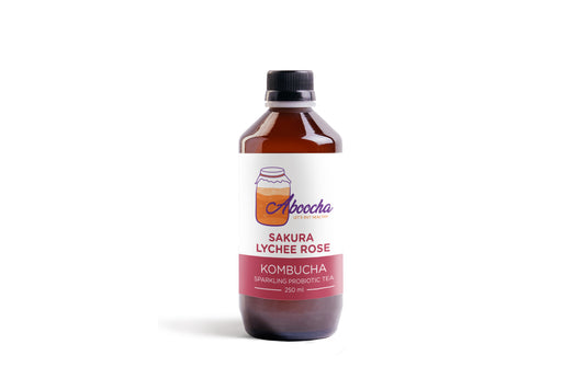 Aboocha Lychee Rose kombucha bottle